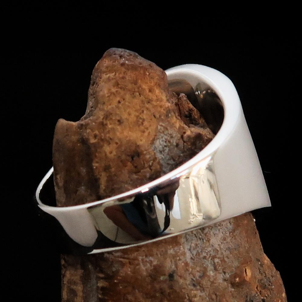 Excellent crafted Men's big red Egyptian Ankh Cross Ring - Sterling Silver