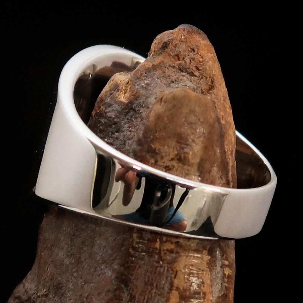 Excellent crafted Men's big red Egyptian Ankh Cross Ring - Sterling Silver