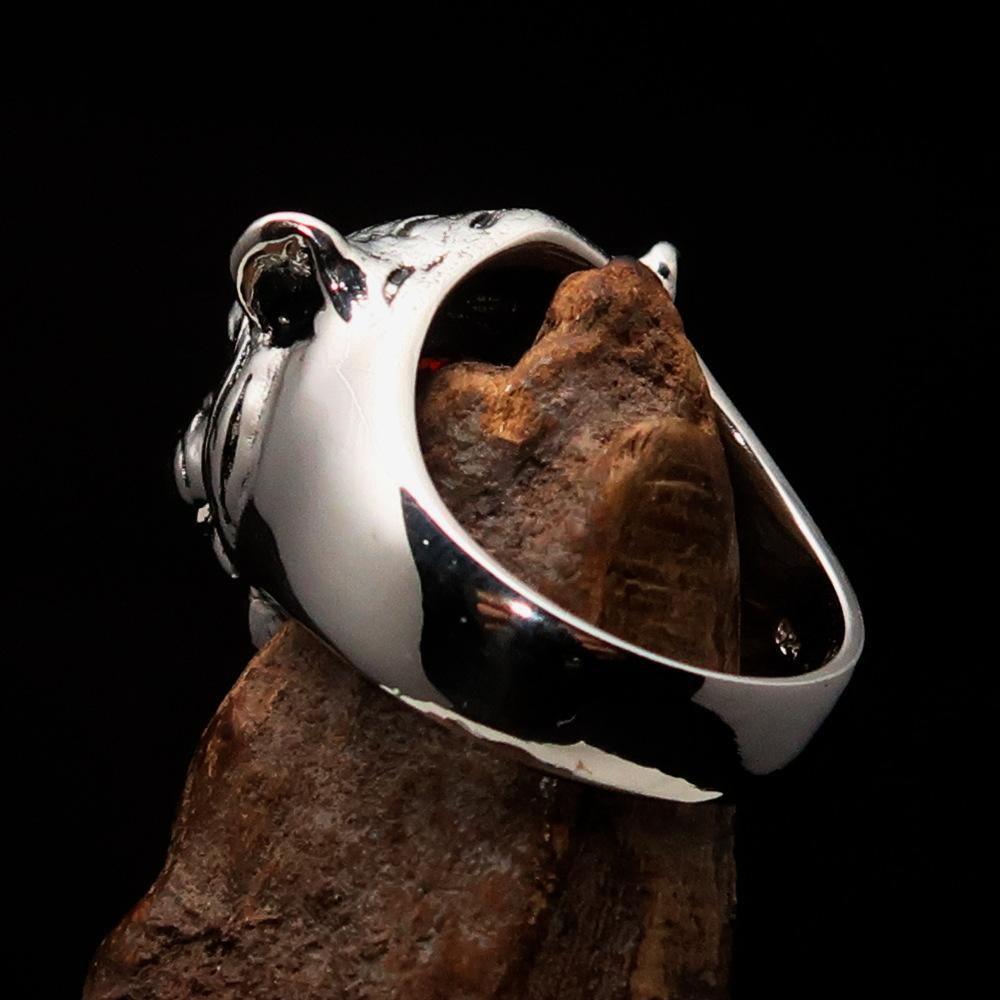 Excellent crafted Men's Tiger Ring red CZ Eyes - Sterling Silver