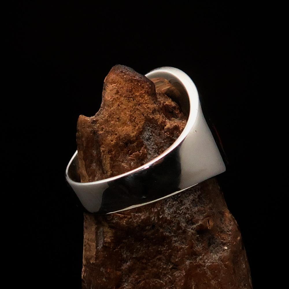 Excellent crafted Men's red Greek Letter PI Ring - Sterling Silver