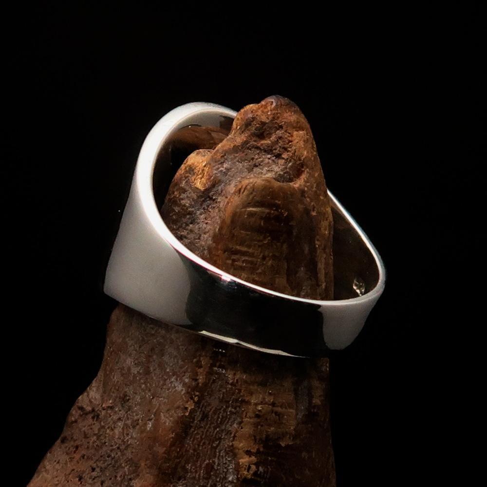 Excellent crafted Men's red Greek Letter PI Ring - Sterling Silver